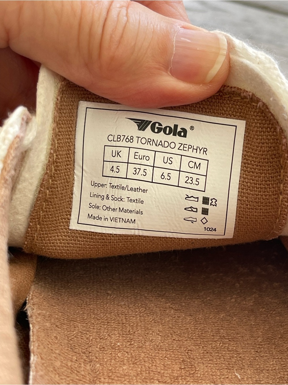 Gola Classics Tornado Zephyr White and Brown Knit Retro Runner Sneakers Size 6.5 - Picture 3 of 8